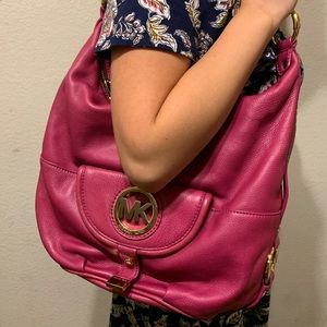 Michael Kors Fulton Fushia Large Leather Bag